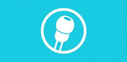 Eartip icon in white on cyan background.
